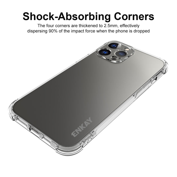 For iPhone 13 Pro Max Hat-Prince ENKAY Clear TPU Shockproof Soft Case Drop Protection Cover + Full Coverage Tempered Glass Protector Film - HoMEdemic™ 