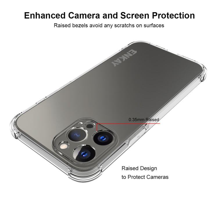 For iPhone 13 Pro Max Hat-Prince ENKAY Clear TPU Shockproof Soft Case Drop Protection Cover + Full Coverage Tempered Glass Protector Film - HoMEdemic™ 