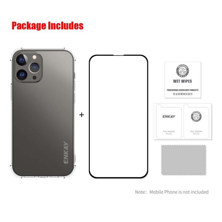 For iPhone 13 Pro Max Hat-Prince ENKAY Clear TPU Shockproof Soft Case Drop Protection Cover + Full Coverage Tempered Glass Protector Film - HoMEdemic™ 