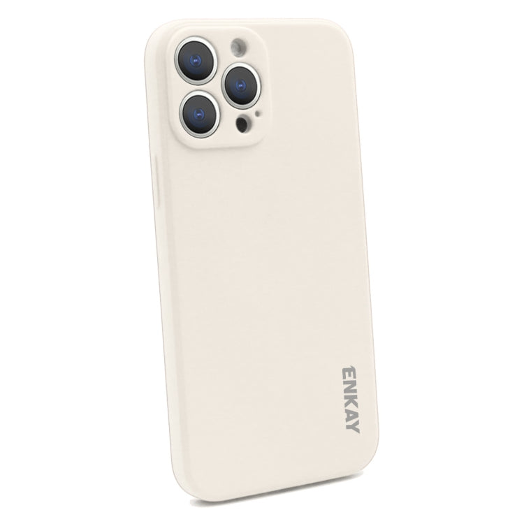 For iPhone 13 Pro Max Hat-Prince ENKAY Liquid Silicone Shockproof Protective Case Drop Protection Cover + 9H Tempered Glass Screen Protector (Beige) - HoMEdemic™ 