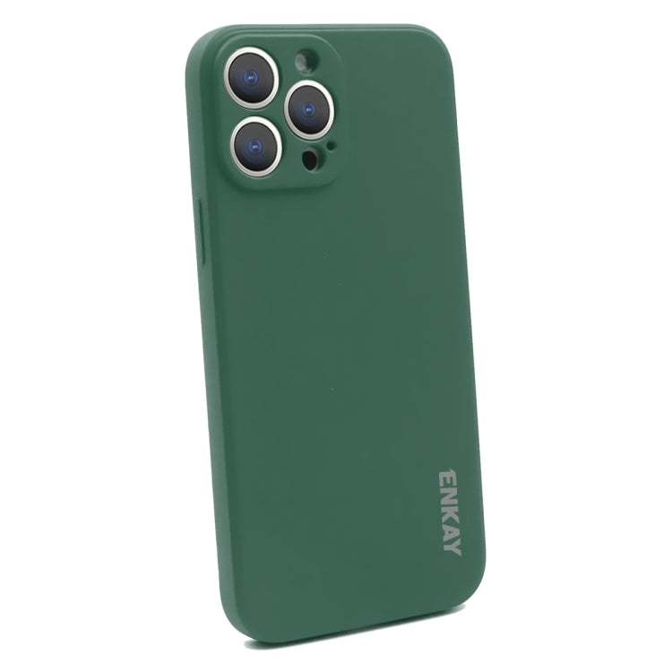 For iPhone 13 Pro Max Hat-Prince ENKAY Liquid Silicone Shockproof Protective Case Drop Protection Cover + 9H Tempered Glass Screen Protector (Dark Green) - HoMEdemic™ 