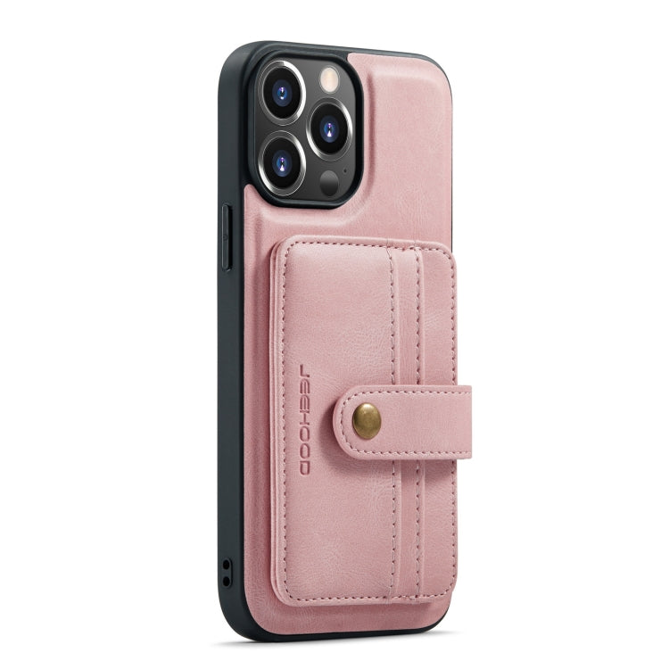 For iPhone 13 Pro Max JEEHOOD Anti-theft Brush Magnetic PU + TPU Protective Case with Card Slot (Pink) - HoMEdemic™ 