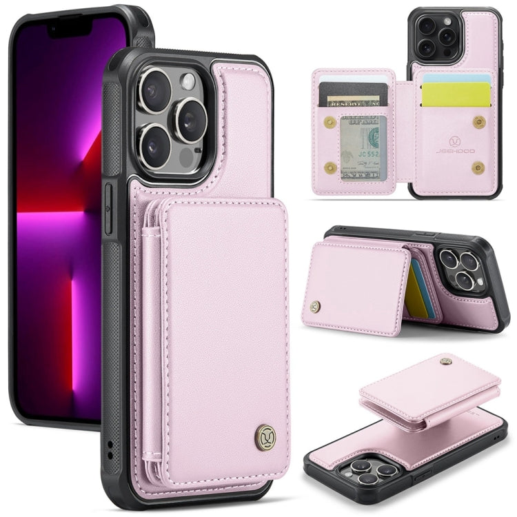 For iPhone 13 Pro Max JEEHOOD J05 Business Magnetic Style RFID Leather Phone Case(Pink) - HoMEdemic™ 
