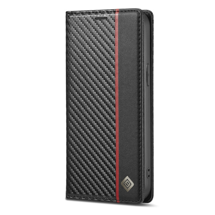 For iPhone 13 Pro Max LC.IMEEKE Carbon Fiber PU + TPU Horizontal Flip Leather Case with Holder & Card Slot & Wallet (Vertical Black) - HoMEdemic™ 