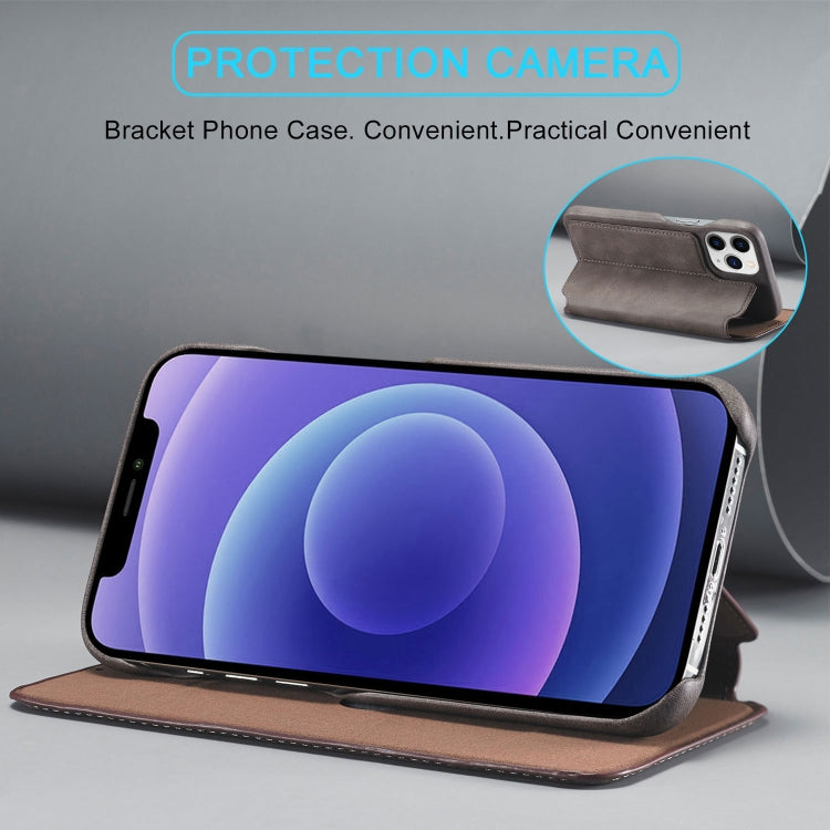 For iPhone 13 Pro Max LC.IMEEKE Hon Ancient Series Horizontal Flip Leather Case with Holder & Card Slot (Coffee) - HoMEdemic™ 