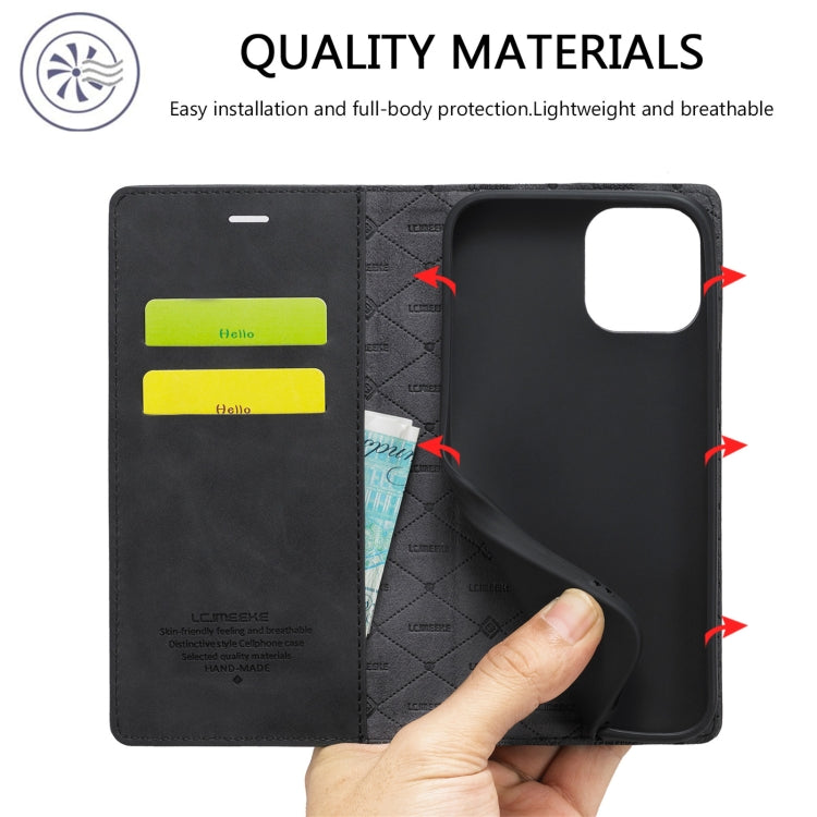 For iPhone 13 Pro Max LC.IMEEKE Strong Magnetic PU + Matte TPU Horizontal Flip Leather Case with Holder & Card Slots & Wallet (Black) - HoMEdemic™ 