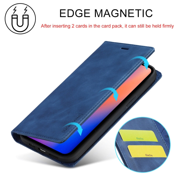 For iPhone 13 Pro Max LC.IMEEKE Strong Magnetic PU + Matte TPU Horizontal Flip Leather Case with Holder & Card Slots & Wallet (Blue) - HoMEdemic™ 