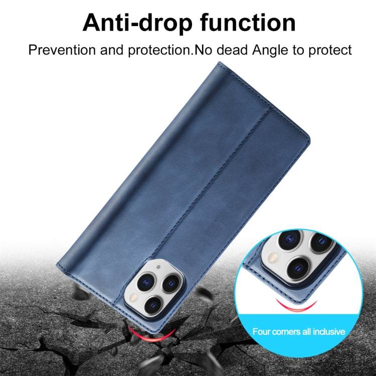 For iPhone 13 Pro Max LC.IMEEKE Strong Magnetic PU + Matte TPU Horizontal Flip Leather Case with Holder & Card Slots & Wallet (Blue) - HoMEdemic™ 