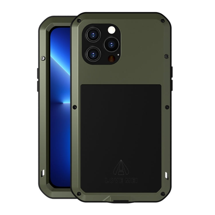 For iPhone 13 Pro Max LOVE MEI Metal Shockproof Life Waterproof Dustproof Protective Phone Case (Army Green) - HoMEdemic™ 