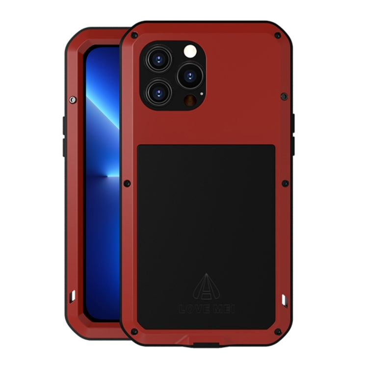 For iPhone 13 Pro Max LOVE MEI Metal Shockproof Life Waterproof Dustproof Protective Phone Case (Red) - HoMEdemic™ 