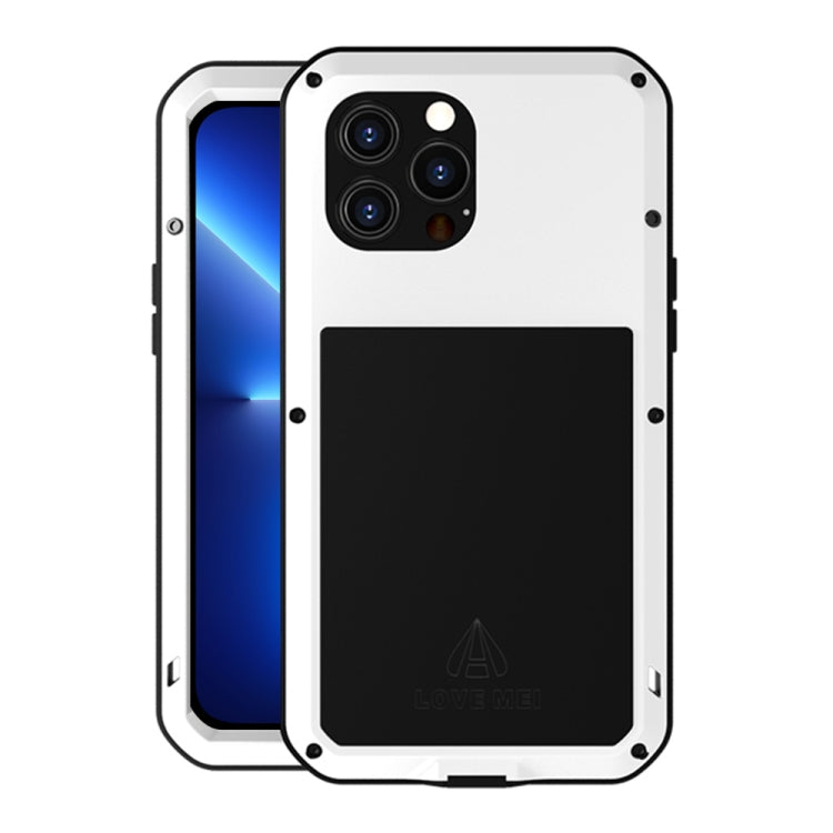 For iPhone 13 Pro Max LOVE MEI Metal Shockproof Life Waterproof Dustproof Protective Phone Case (White) - HoMEdemic™ 