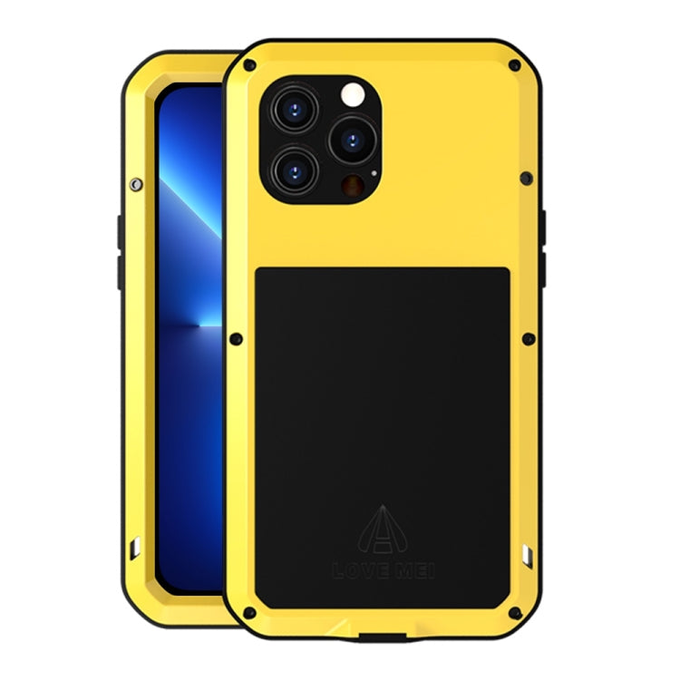 For iPhone 13 Pro Max LOVE MEI Metal Shockproof Life Waterproof Dustproof Protective Phone Case (Yellow) - HoMEdemic™ 