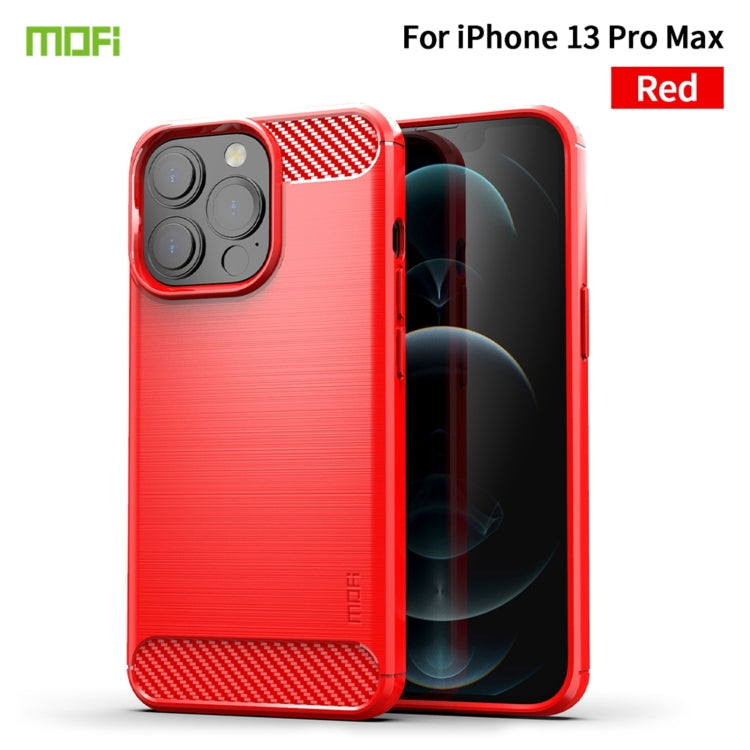 For iPhone 13 Pro Max MOFI Gentleness Series Brushed Texture Carbon Fiber Soft TPU Case  (Red) - HoMEdemic™ 