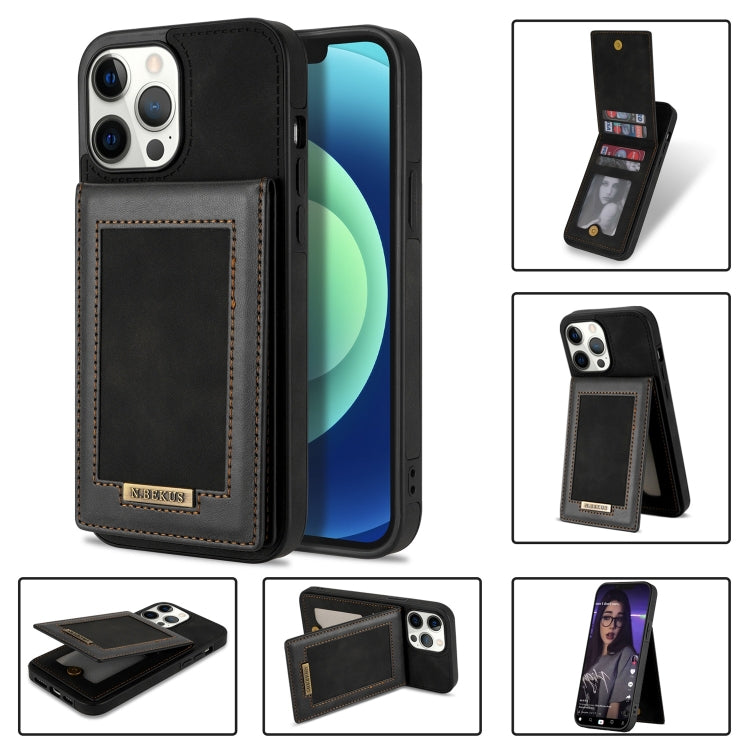 For iPhone 13 Pro Max N.BEKUS Vertical Flip Card Slot RFID Phone Case (Black) - HoMEdemic™ 