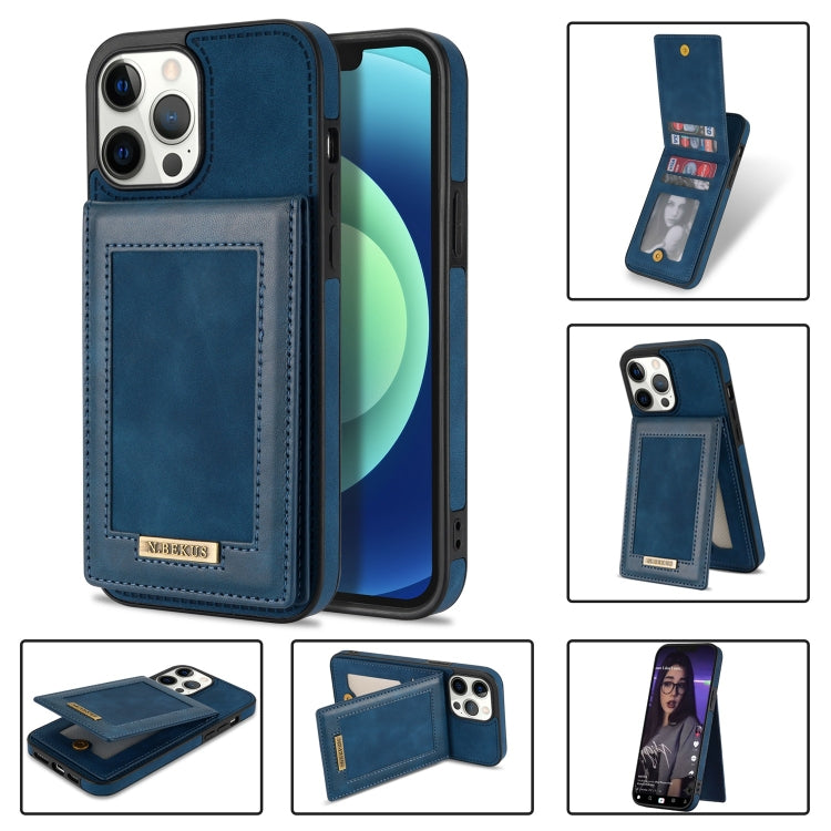 For iPhone 13 Pro Max N.BEKUS Vertical Flip Card Slot RFID Phone Case (Blue) - HoMEdemic™ 