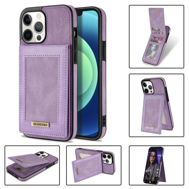 For iPhone 13 Pro Max N.BEKUS Vertical Flip Card Slot RFID Phone Case (Purple) - HoMEdemic™ 