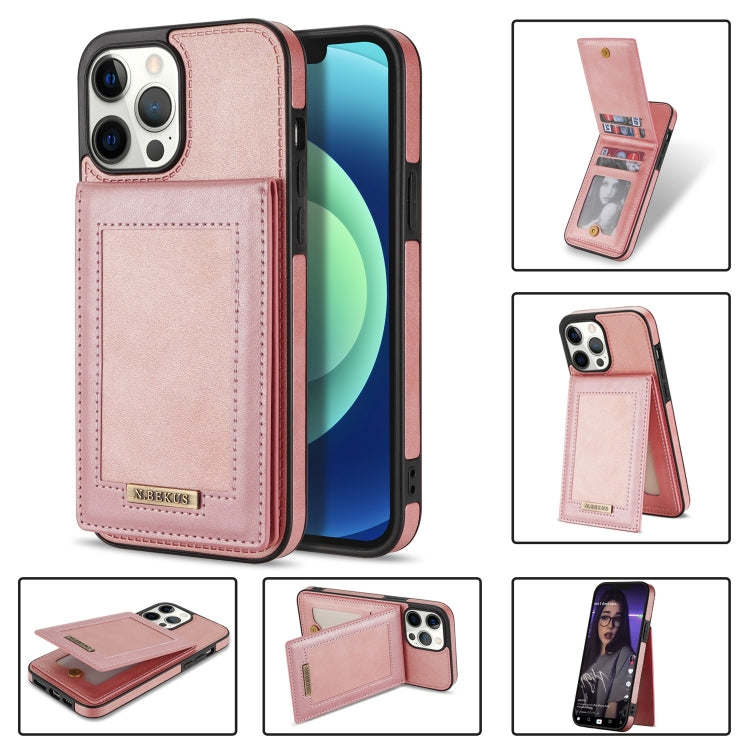 For iPhone 13 Pro Max N.BEKUS Vertical Flip Card Slot RFID Phone Case (Rose Gold) - HoMEdemic™ 