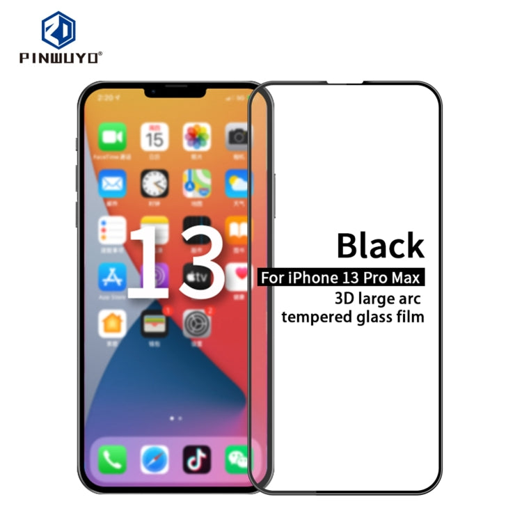 For iPhone 13 Pro Max PINWUYO 9H 3D Curved Full Screen Explosion-proof Tempered Glass Film (Black) - HoMEdemic™ 