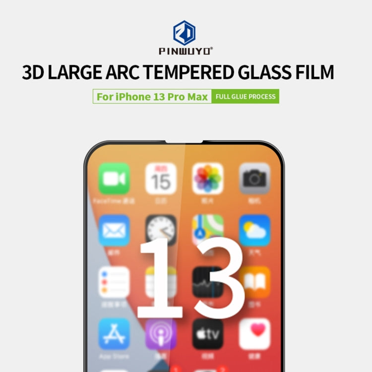 For iPhone 13 Pro Max PINWUYO 9H 3D Curved Full Screen Explosion-proof Tempered Glass Film (Black) - HoMEdemic™ 