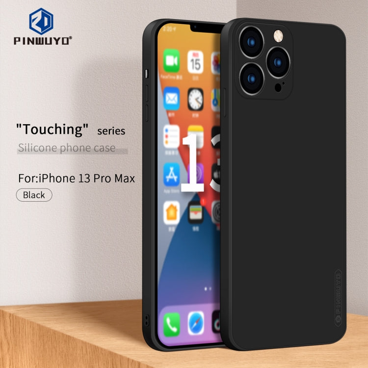 For iPhone 13 Pro Max PINWUYO Touching Series Liquid Silicone TPU Shockproof Case (Black) - HoMEdemic™ 