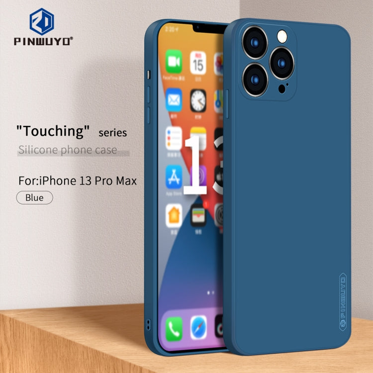 For iPhone 13 Pro Max PINWUYO Touching Series Liquid Silicone TPU Shockproof Case (Blue) - HoMEdemic™ 