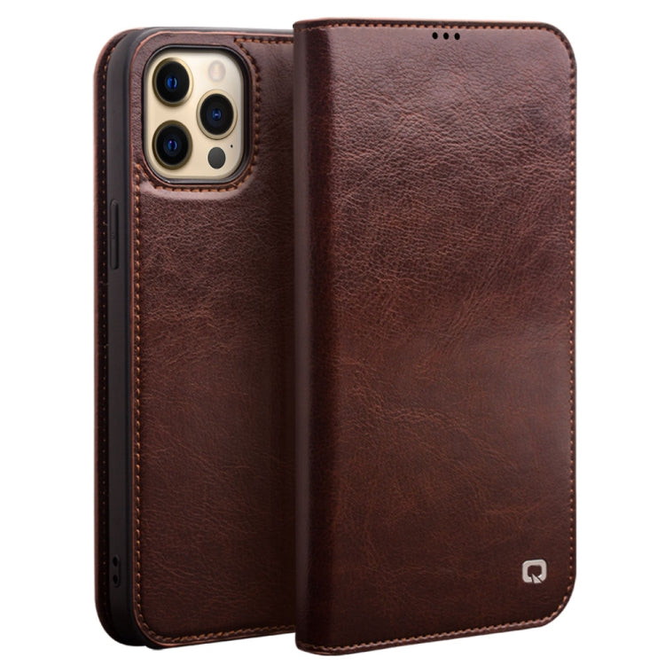 For iPhone 13 Pro Max QIALINO Horizontal Flip Leather Case with Holder & Card Slots & Wallet (Brown) - HoMEdemic™ 