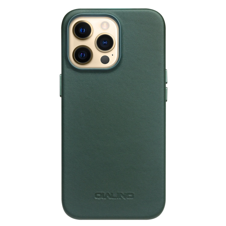 For iPhone 13 Pro Max QIALINO Nappa Cowhide MagSafe Magnetic Protective Case (Dark Green) - HoMEdemic™ 