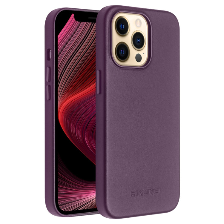 For iPhone 13 Pro Max QIALINO Nappa Cowhide MagSafe Magnetic Protective Case (Purple Crystal) - HoMEdemic™ 