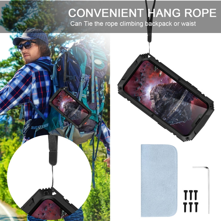 For iPhone 13 Pro Max R-JUST Shockproof Waterproof Dust-proof Metal + Silicone Protective Case with Holder (Black) - HoMEdemic™ 