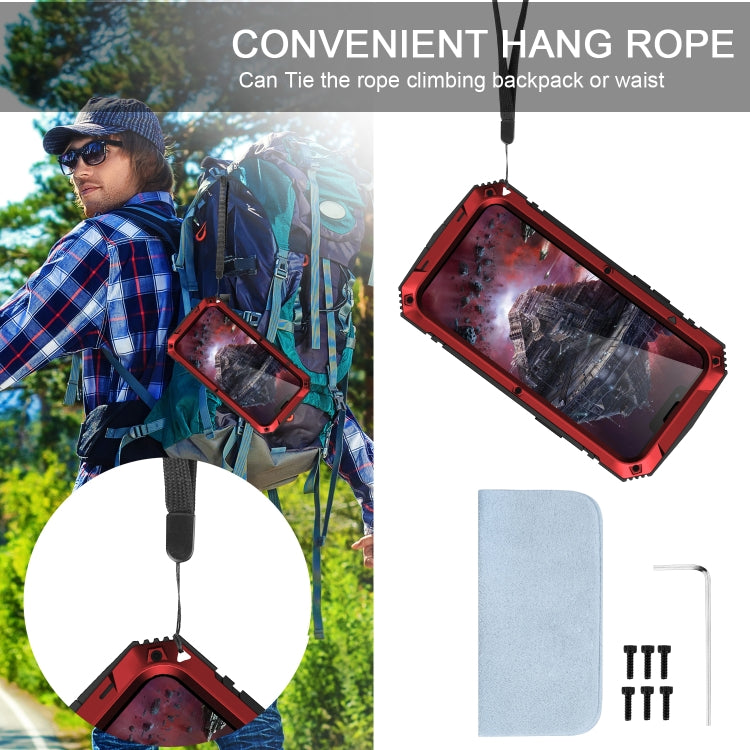 For iPhone 13 Pro Max R-JUST Shockproof Waterproof Dust-proof Metal + Silicone Protective Case with Holder (Red) - HoMEdemic™ 