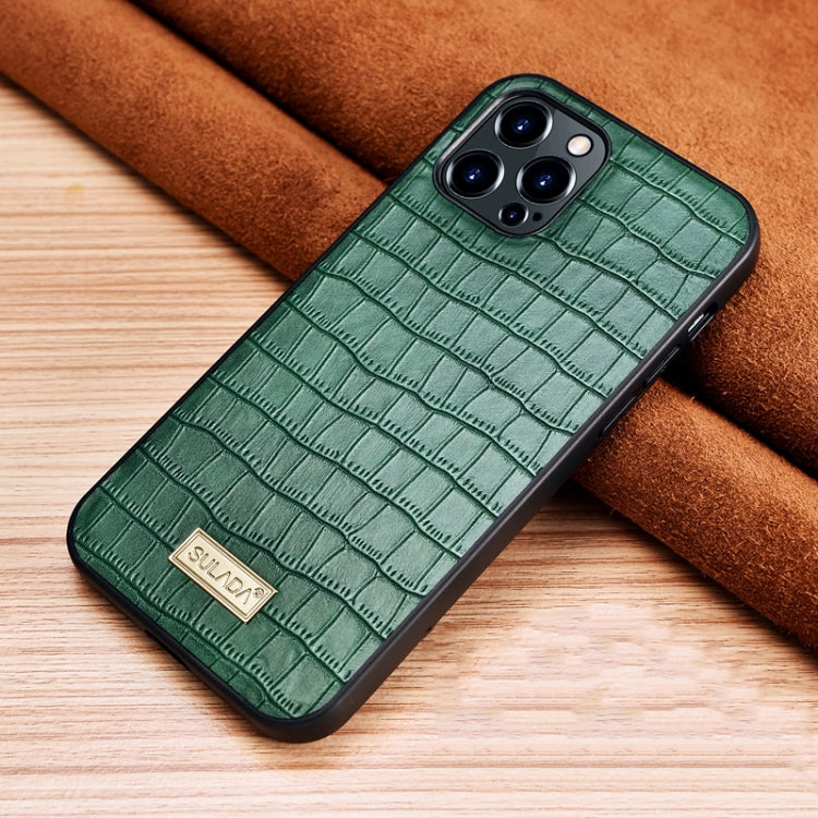 For iPhone 13 Pro Max SULADA Crocodile Texture TPU Protective Case (Dark Green) - HoMEdemic™ 