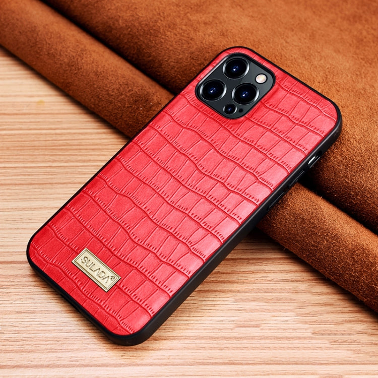 For iPhone 13 Pro Max SULADA Crocodile Texture TPU Protective Case (Red) - HoMEdemic™ 