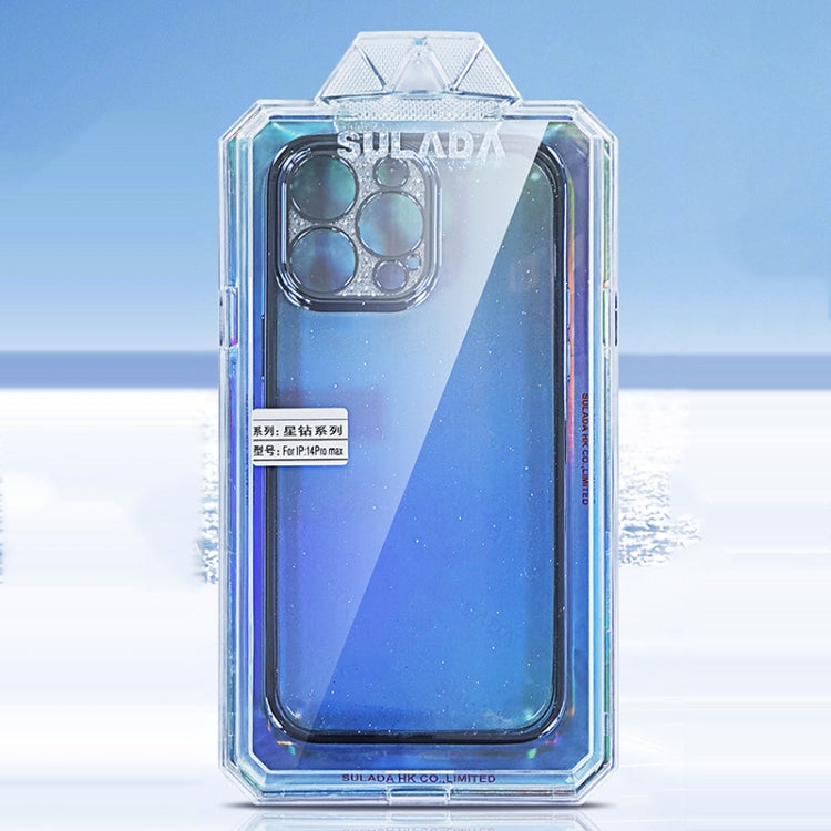 For iPhone 13 Pro Max SULADA Electroplated Transparent Glittery TPU Phone Case(Blue) - HoMEdemic™ 