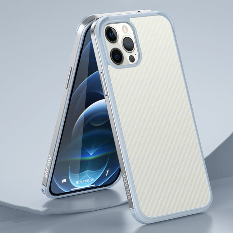 For iPhone 13 Pro Max SULADA Luxury 3D Carbon Fiber Textured Metal + TPU Frame Phone Case(Silver) - HoMEdemic™ 