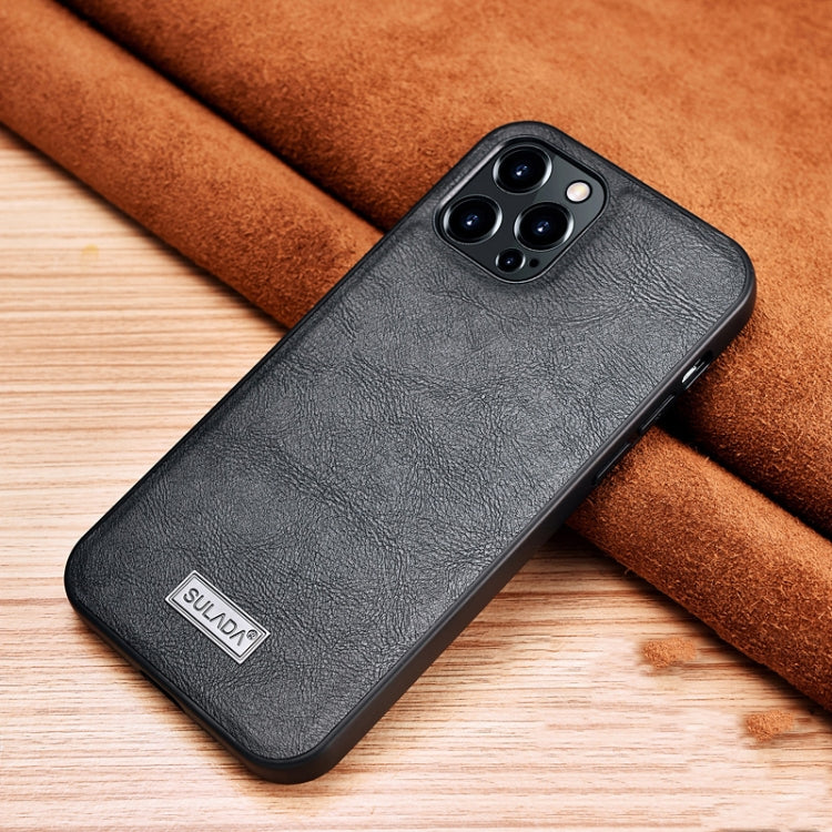 For iPhone 13 Pro Max SULADA Shockproof TPU + Handmade Leather Protective Case (Black) - HoMEdemic™ 
