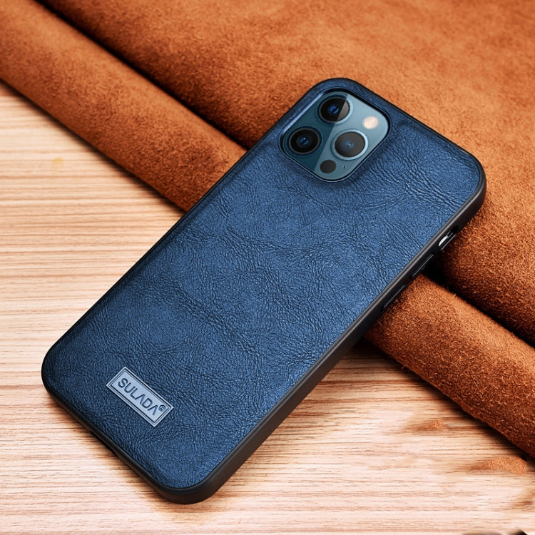 For iPhone 13 Pro Max SULADA Shockproof TPU + Handmade Leather Protective Case (Blue) - HoMEdemic™ 