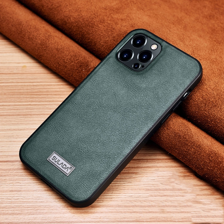 For iPhone 13 Pro Max SULADA Shockproof TPU + Handmade Leather Protective Case (Green) - HoMEdemic™ 