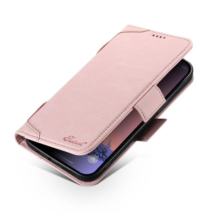 For iPhone 13 Pro Max SUTENI J07 Multifunctional Horizontal Flip Magsafe Leather Phone Case(Pink) - HoMEdemic™ 