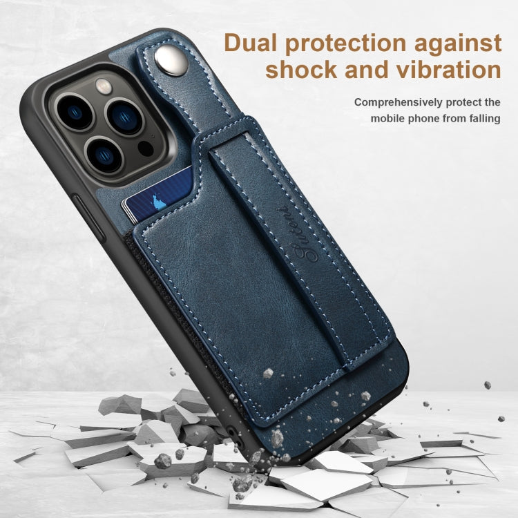 For iPhone 13 Pro Max Suteni 215 Wrist Strap PU Phone Case (Blue) - HoMEdemic™ 