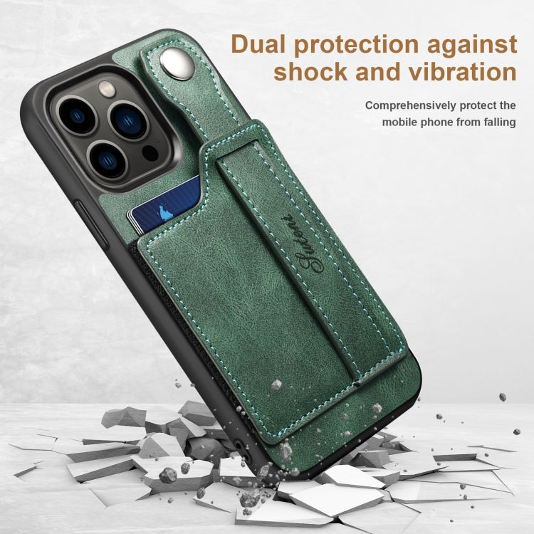 For iPhone 13 Pro Max Suteni 215 Wrist Strap PU Phone Case (Green) - HoMEdemic™ 