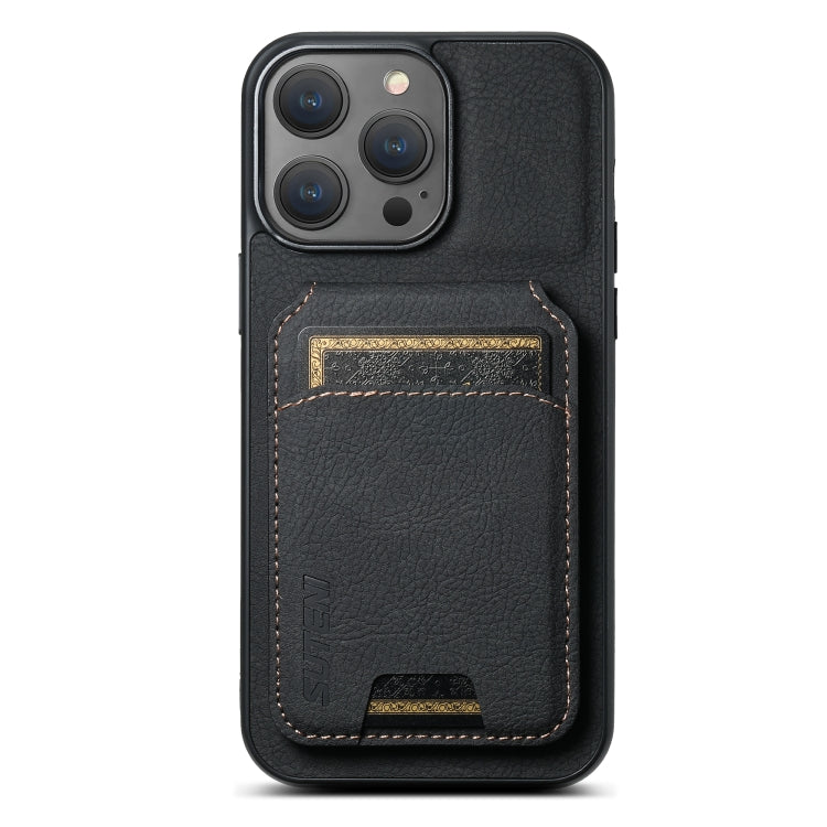 For iPhone 13 Pro Max Suteni H02 Litchi Leather Card Wallet Stand Back Phone Case(Black) - HoMEdemic™ 