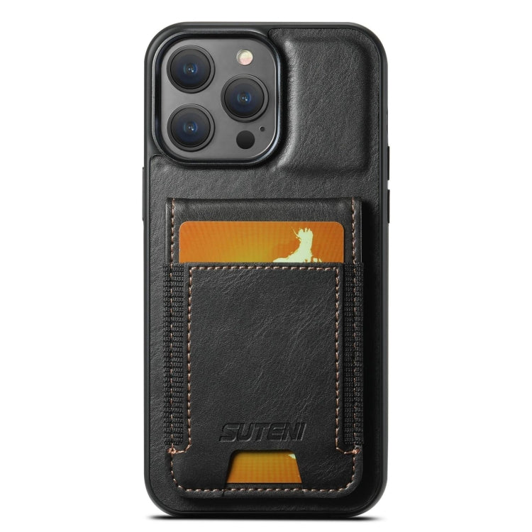 For iPhone 13 Pro Max Suteni H03 Oil Wax Leather Wallet Stand Back Phone Case(Black) - HoMEdemic™ 