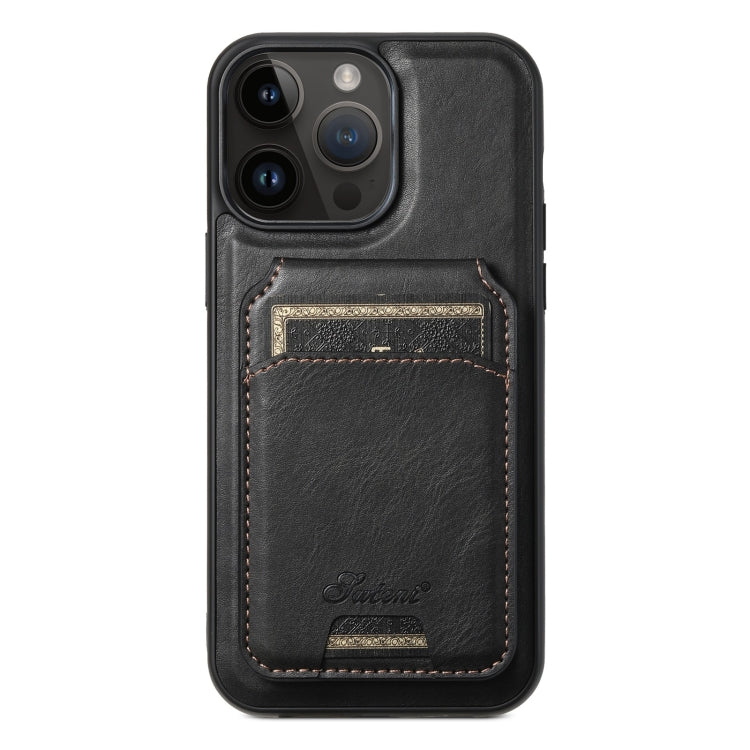 For iPhone 13 Pro Max Suteni H15 MagSafe Oil Eax Leather Detachable Wallet Back Phone Case(Black) - HoMEdemic™ 