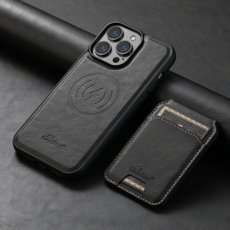 For iPhone 13 Pro Max Suteni H15 MagSafe Oil Eax Leather Detachable Wallet Back Phone Case(Black) - HoMEdemic™ 