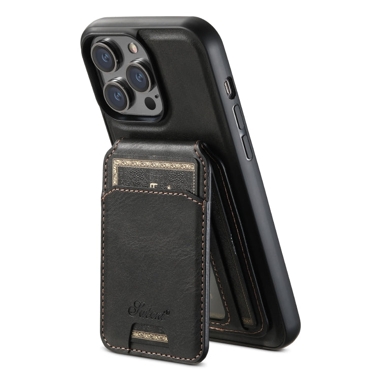 For iPhone 13 Pro Max Suteni H15 MagSafe Oil Eax Leather Detachable Wallet Back Phone Case(Black) - HoMEdemic™ 