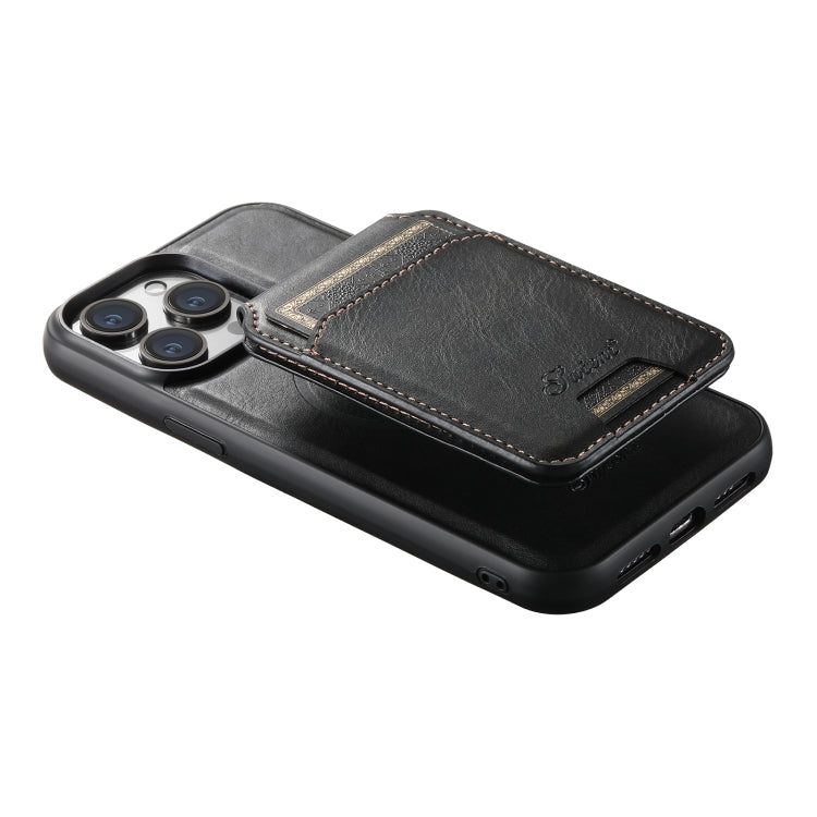 For iPhone 13 Pro Max Suteni H15 MagSafe Oil Eax Leather Detachable Wallet Back Phone Case(Black) - HoMEdemic™ 