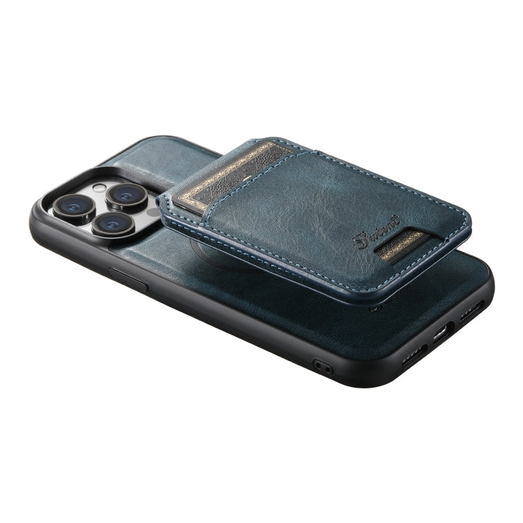 For iPhone 13 Pro Max Suteni H15 MagSafe Oil Eax Leather Detachable Wallet Back Phone Case(Blue) - HoMEdemic™ 