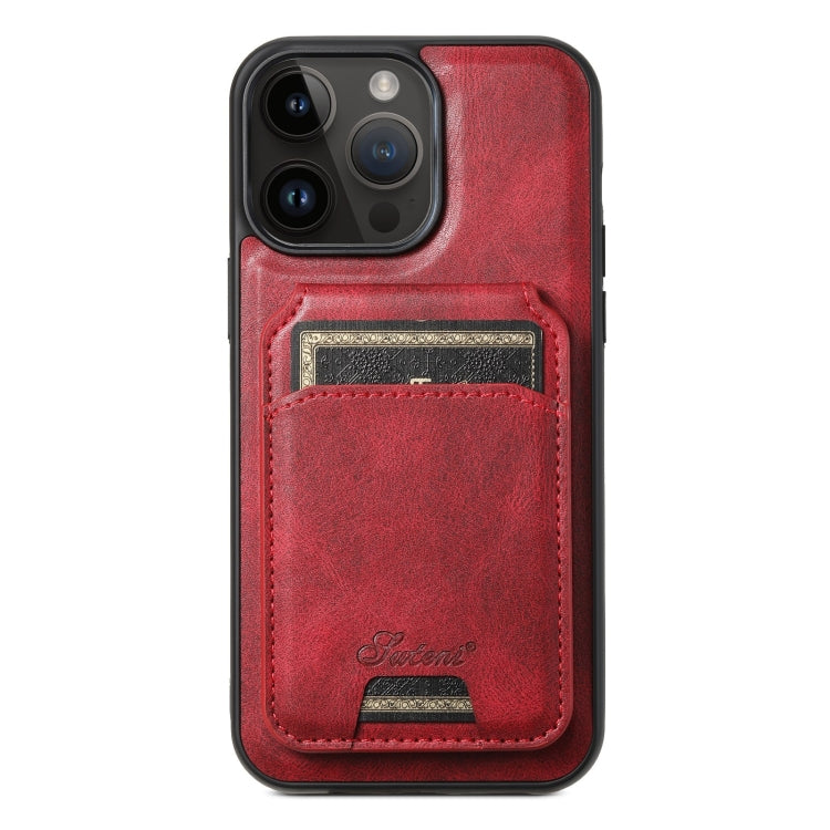 For iPhone 13 Pro Max Suteni H15 MagSafe Oil Eax Leather Detachable Wallet Back Phone Case(Red) - HoMEdemic™ 