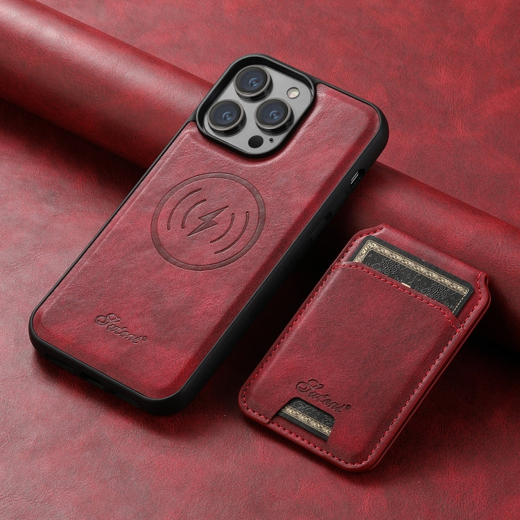 For iPhone 13 Pro Max Suteni H15 MagSafe Oil Eax Leather Detachable Wallet Back Phone Case(Red) - HoMEdemic™ 