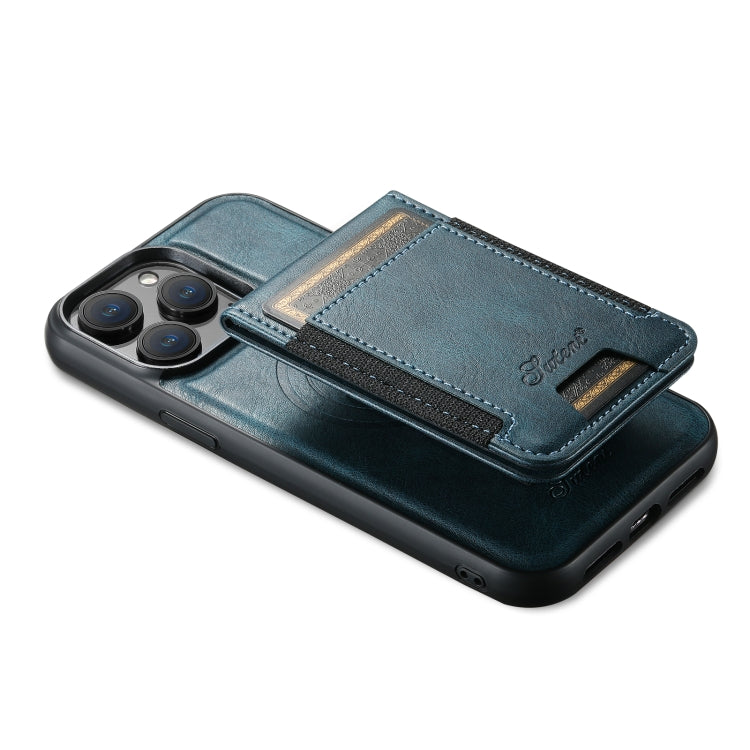 For iPhone 13 Pro Max Suteni H17 Oil Eax Leather MagSafe Detachable Wallet Phone Case(Blue) - HoMEdemic™ 